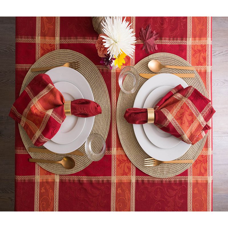 Set of 6 Red and Orange Harvest Wheat Designed Jacquard Napkins 20