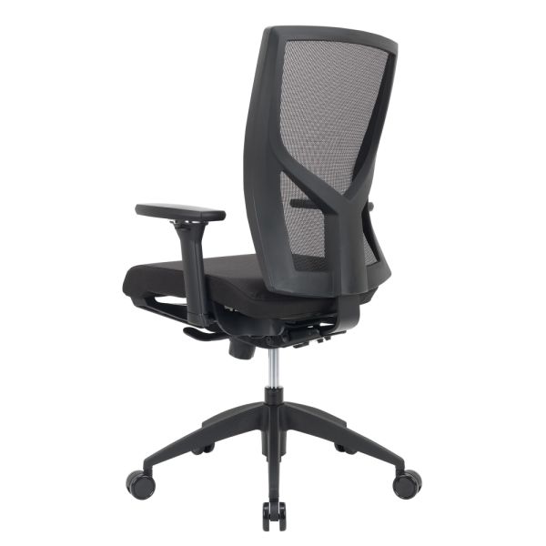 WorkPro Oceanic Mesh/Fabric Ergonomic High-Back Executive Chair， Black， BIFMA Certified