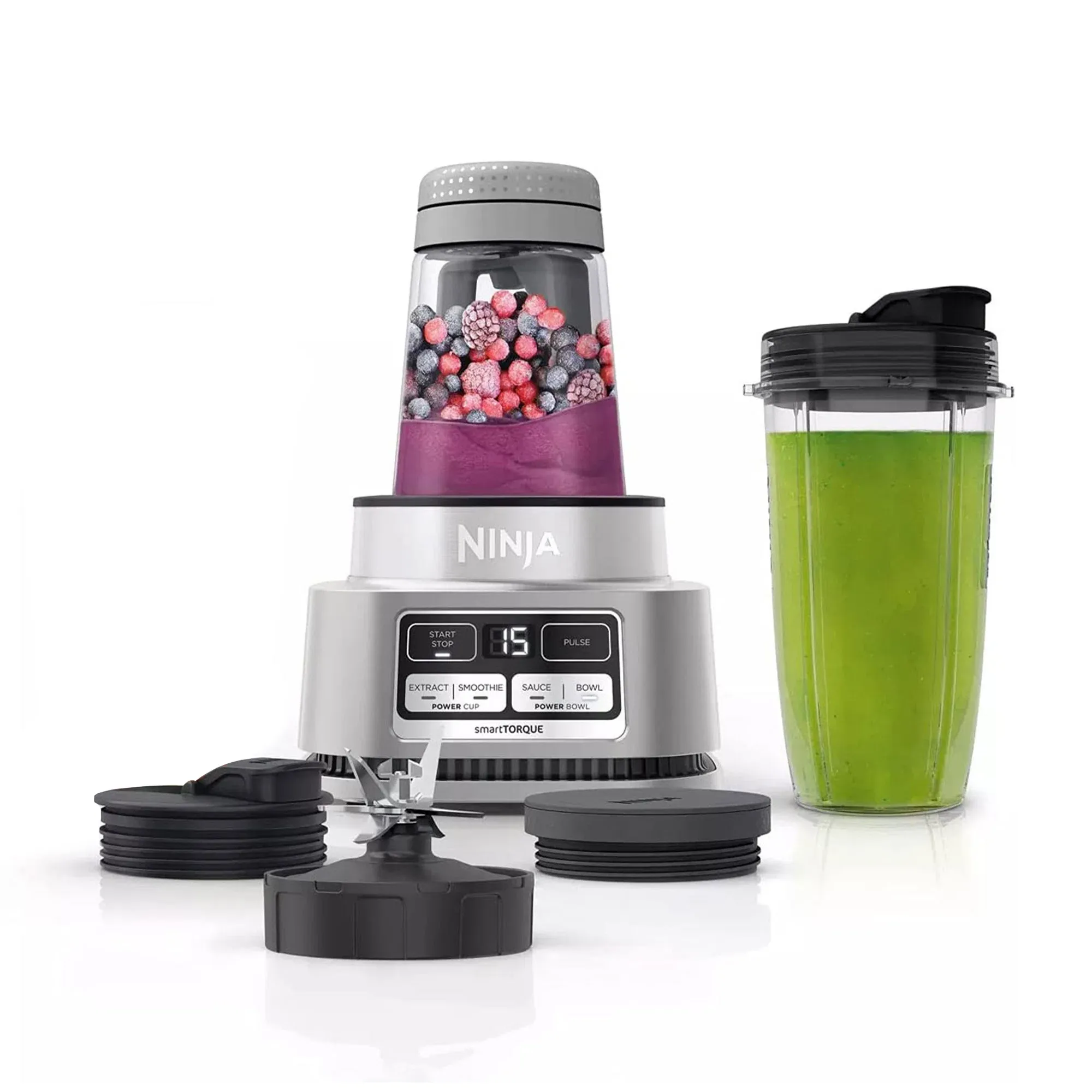 NINJA SS100 Foodi Smoothie Bowl Maker， 24 oz. Blender 2 Speeds Stainless Steel Auto iQ