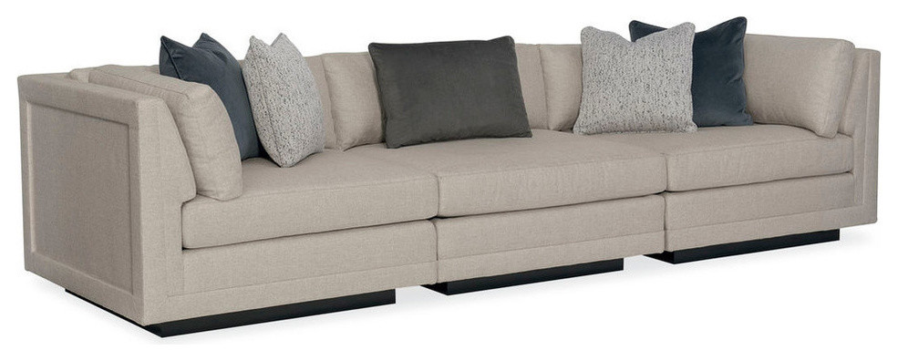 Modern Fusion Plinth Base 3 Piece Sofa   Transitional   Sectional Sofas   by Caracole  Houzz