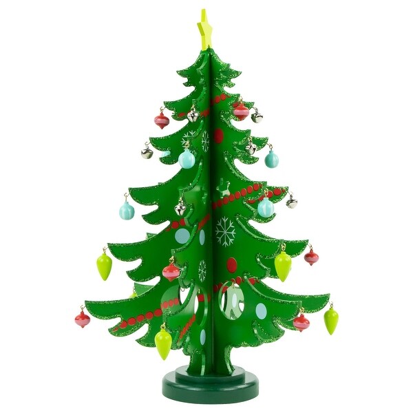 3D Wooden Christmas Tree with Ornaments Decoration