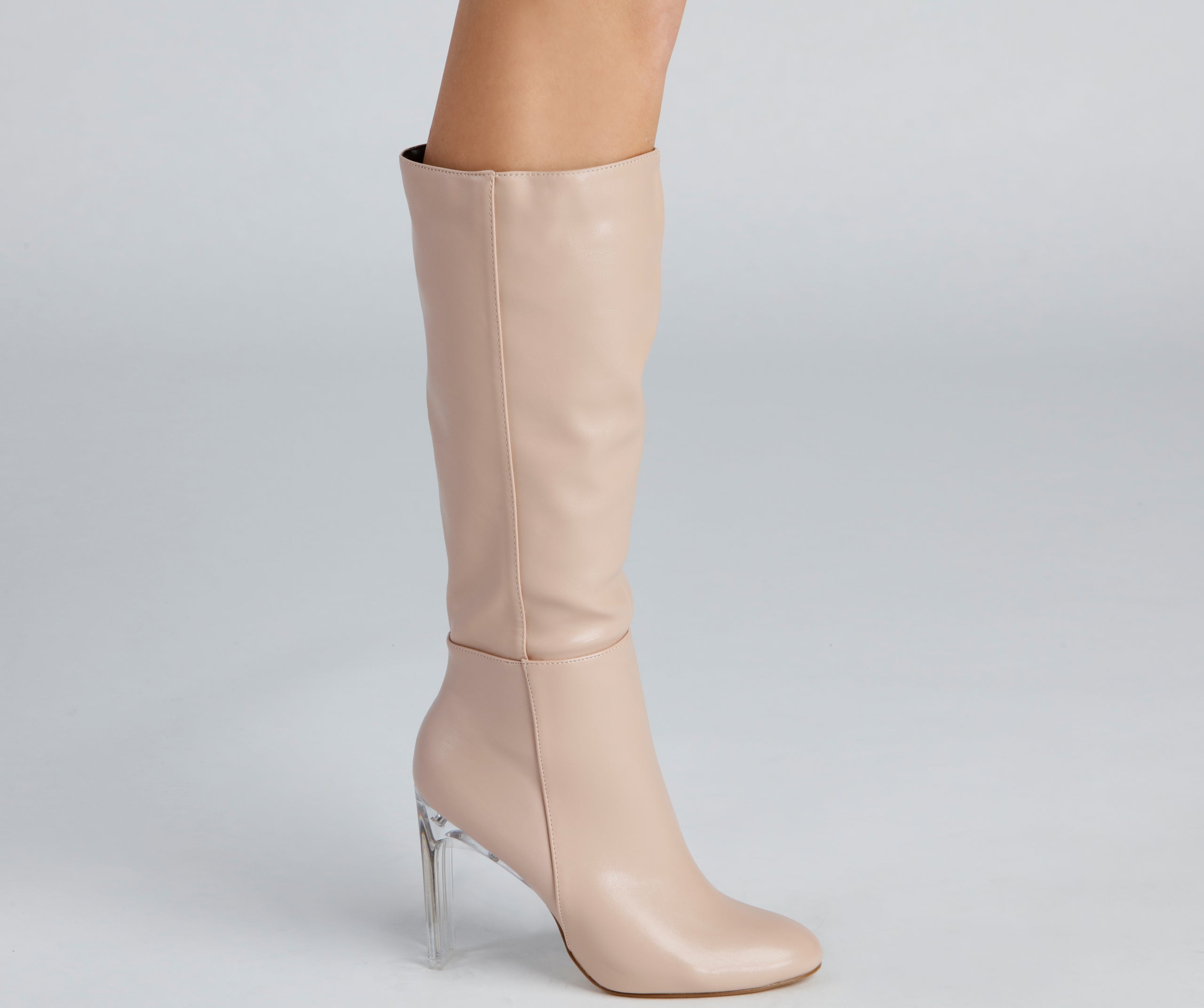 Clearly Chic Lucite Heel Boots