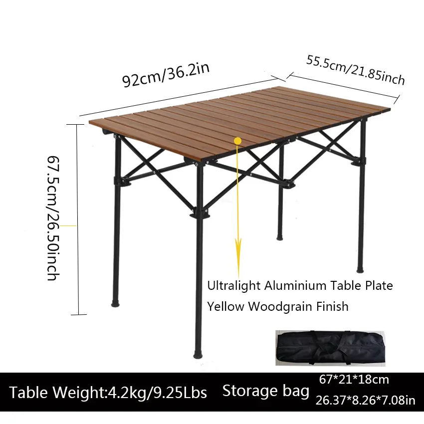 Hot Sale Camping Hiking Folding Table Light Weight Portable Aluminium Roll Top Outdoor Table for BBQs and Picnics