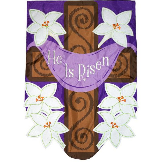 Briarwood Lane He Is Risen Cross Applique Easter Garden Flag Lili