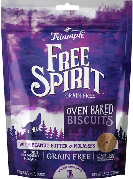 Triumph Free Spirit Grain-Free Peanut Butter and Molasses Recipe Oven-Baked Biscuit Dog Treats