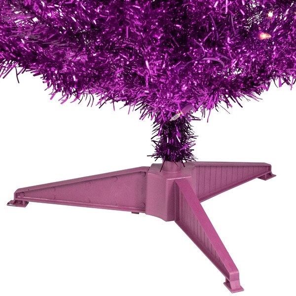 4' PreLit Purple Tinsel Artificial Christmas Tree