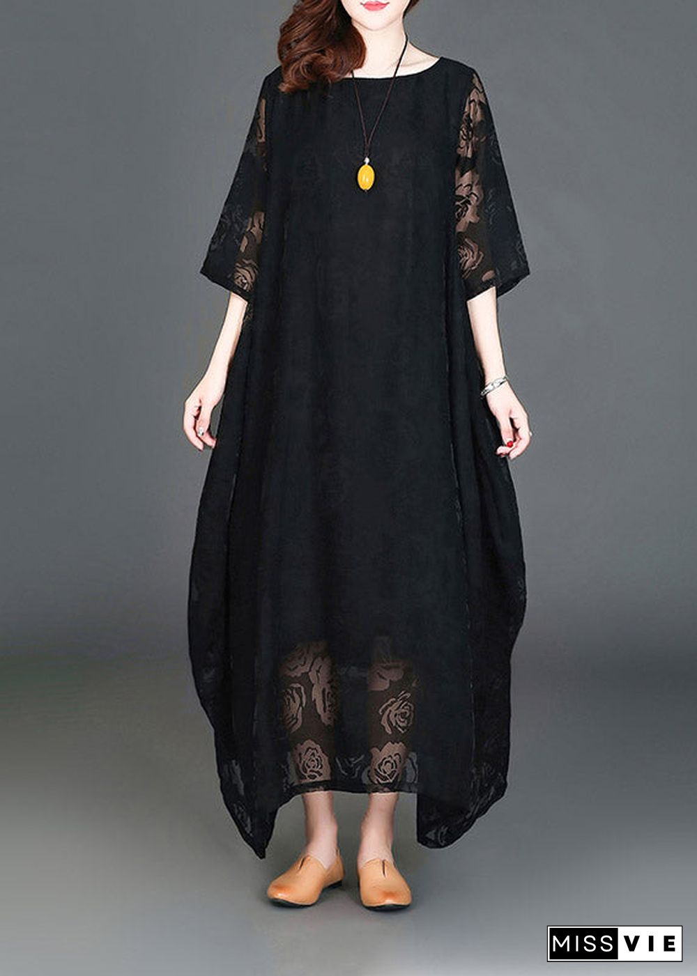 Casual Black Loose Cozy Long Dresses Summer