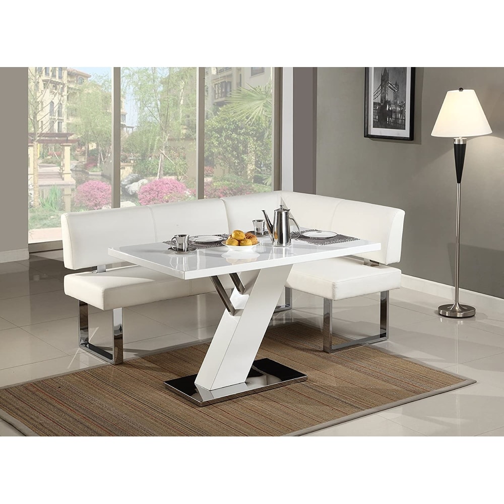 Somette Leah White 2 Piece Dining Set with Nook