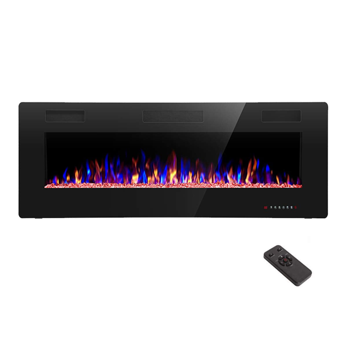 YUKOOL 50" Electric Fireplace Built-in and Wall Mount, Touch Screen, Remote