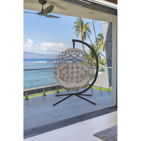 66 H x 40 W x 43 D Outdoor Beige Crossweave Hangin...