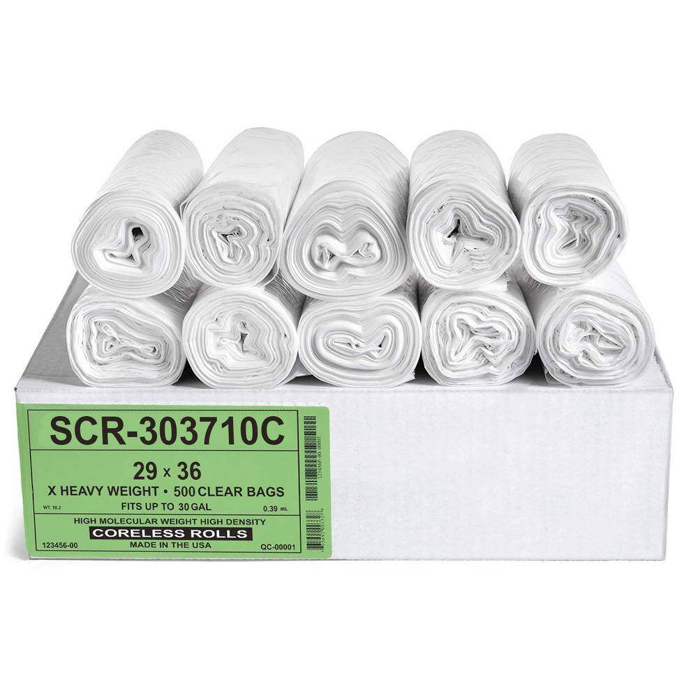 20 Gallon to 390 Gallon Clear Source Reduction SCR Trash Bag (500-Count) SCR-303710C