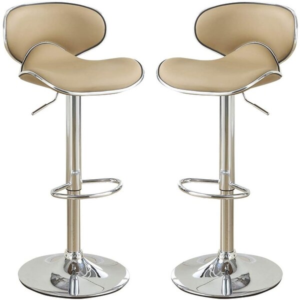 Faux Leather PVC Bar Stool Counter Height Chairs Set of 2 Adjustable Height Kitchen Island Stools