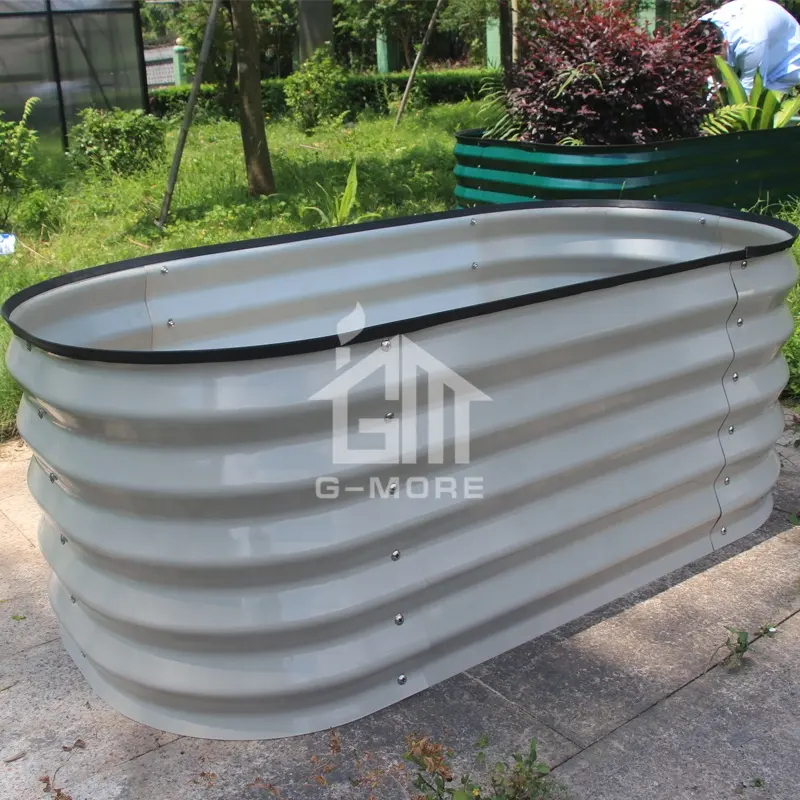 Garden beds metal garden raised beds Galvanized steel oval raised garden planters