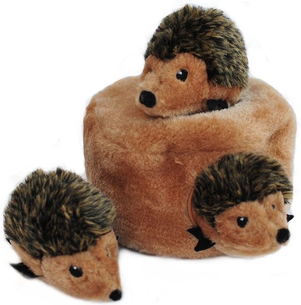 ZippyPaws Burrow Squeaky Hide and Seek Plush Dog Toy， Hedgehog Den