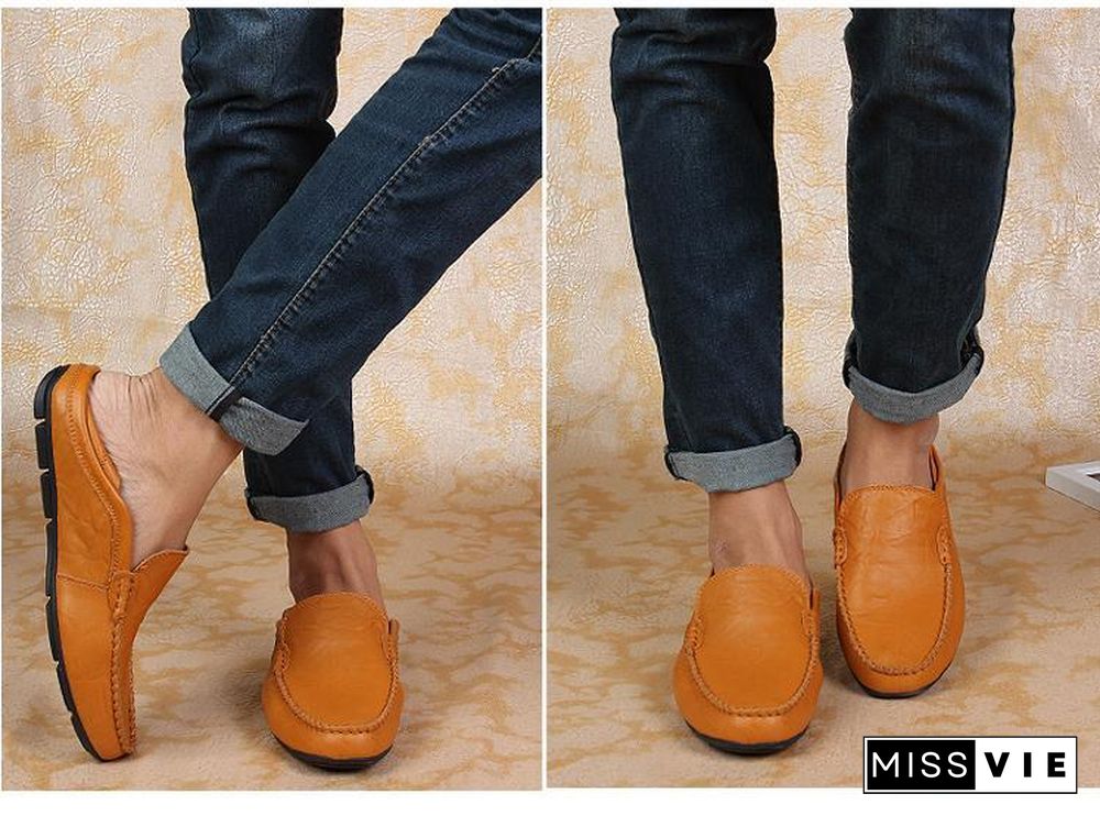 slip on casual men loafers mens moccasins shoes genuine leather men's flats shoes