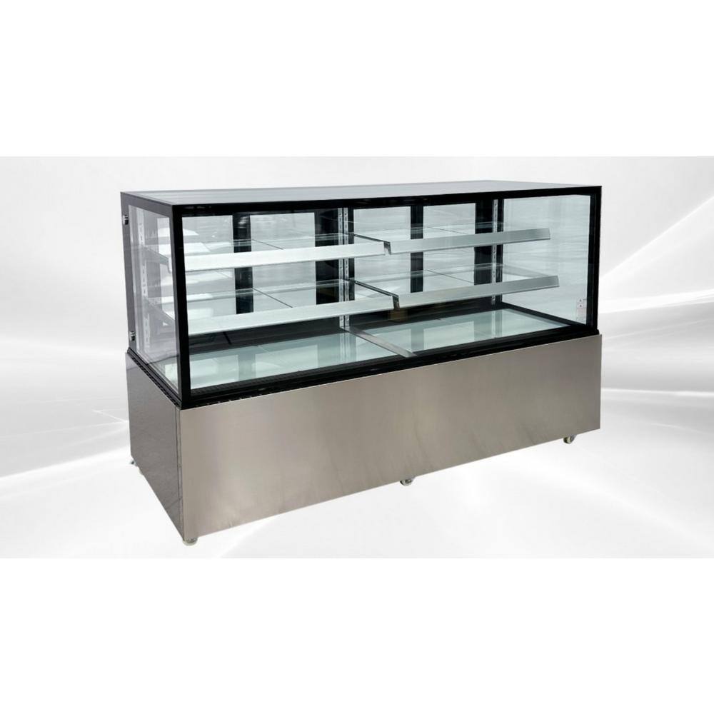 Cooler Depot 71 in. 27 cu. ft. Commercial Bakery Display Case Sliding 2-Door Glass Front Refrigerator in Stainless Steel dxxrt-6f