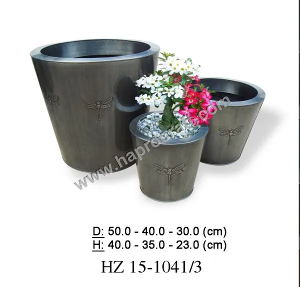 New design zinc flower planter  wholesale zinc pots in Vietnam  home   garden decoration (HG 15 1041/3)