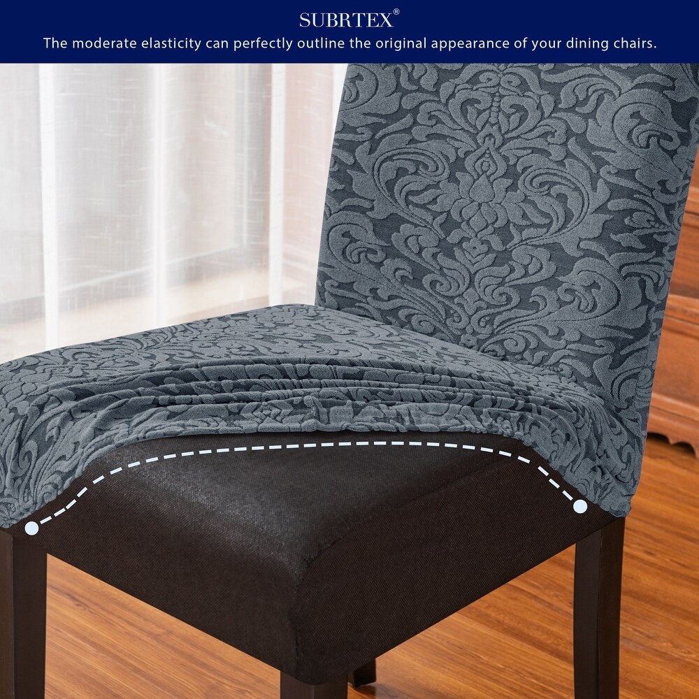 Subrtex Set of 2 Stretch Dining Chair Cover Jacquard Damask Slipcovers