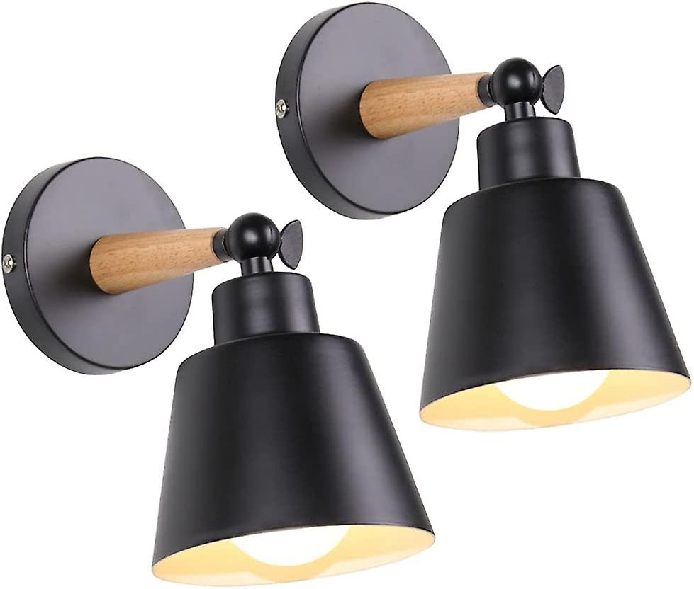 2 Packs Industrial Vintage Wall Sconces Ceiling Light Fixtures E27 Metal Adjustable Indoor(black)