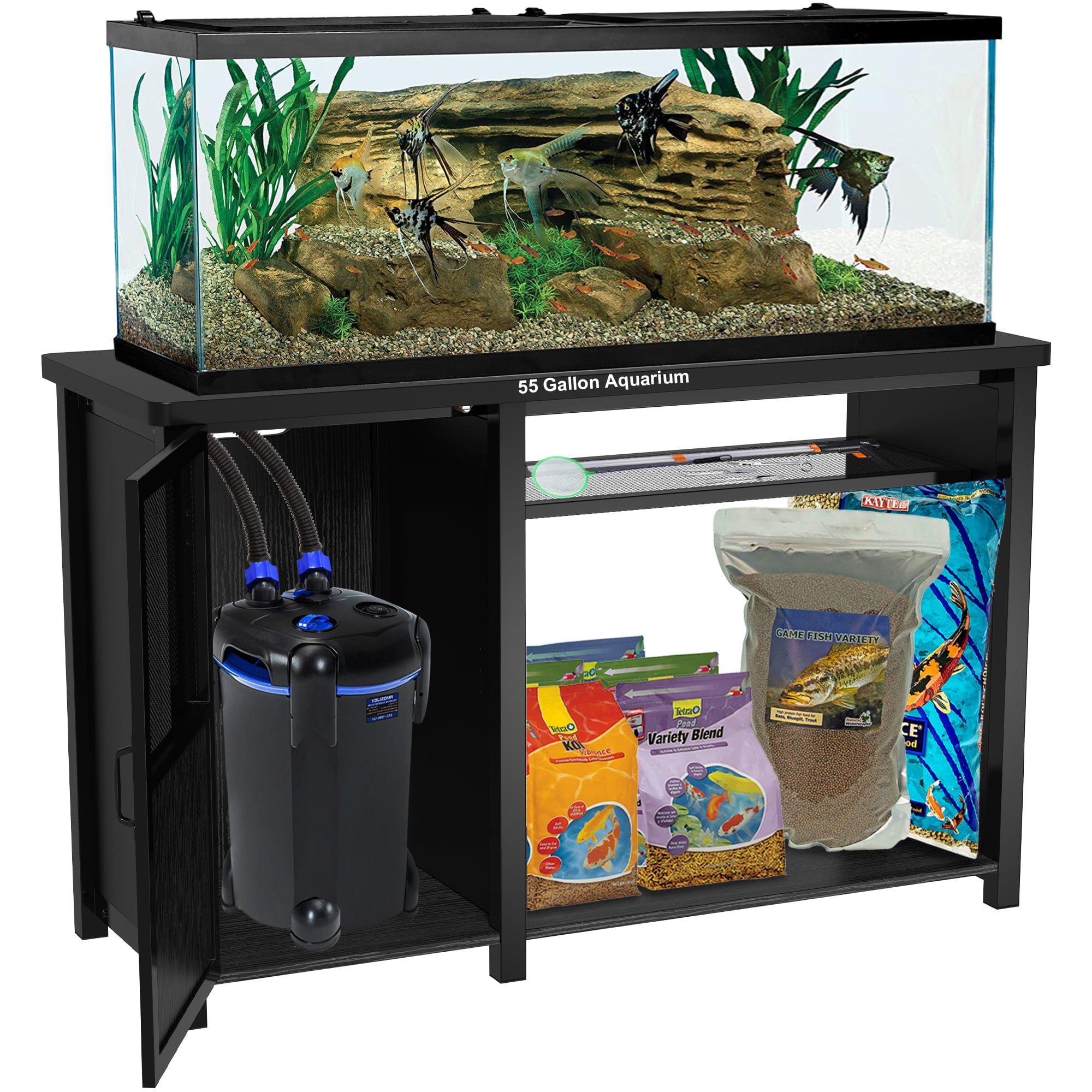 55-75 Gallon Fish Tank Stand Heavy Duty Metal Aquarium Stand with Cabinet，52