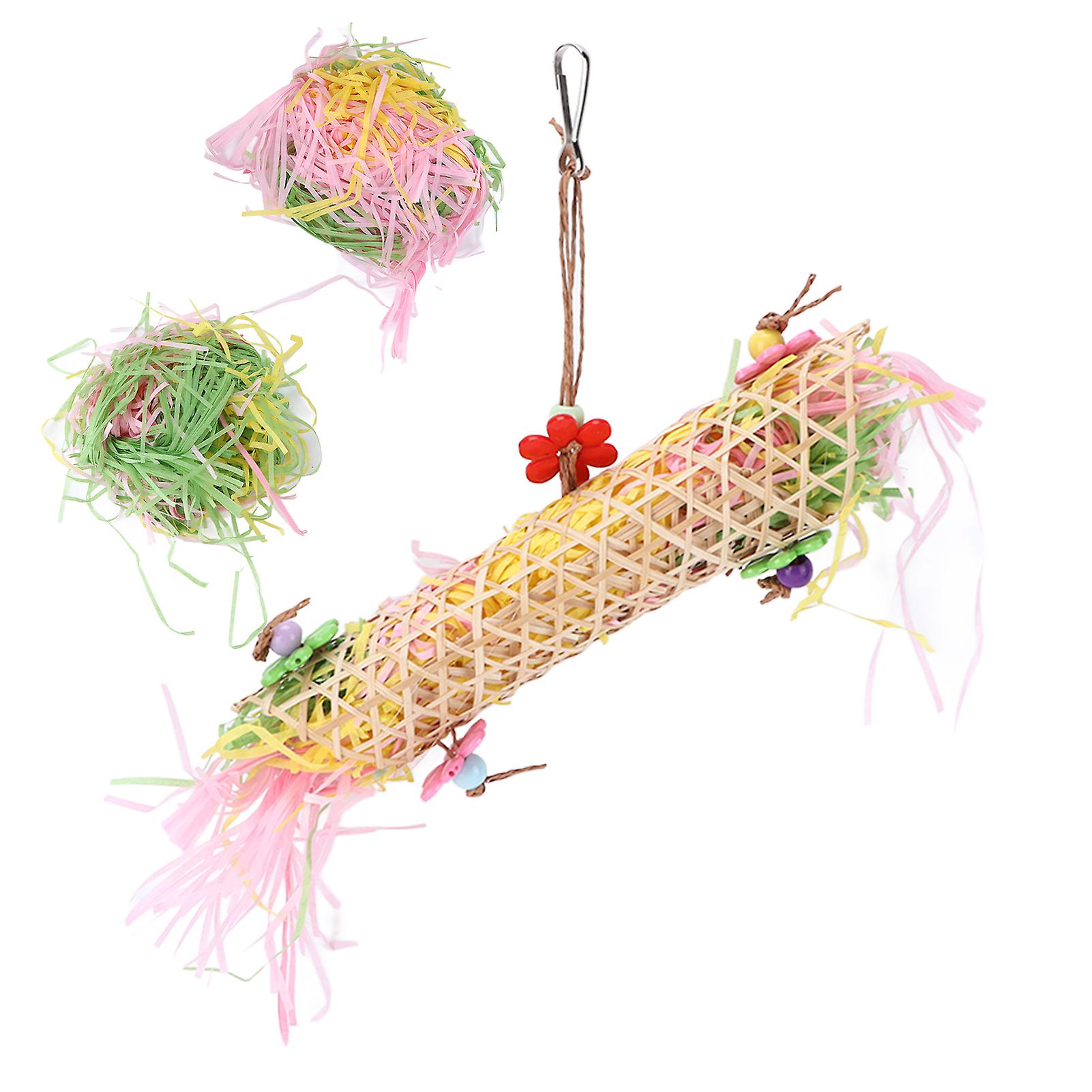 3pcs Bird Shredding Toys Foraging Colorful Shredder Toy For Cockatiel Conure African Grey Parrot