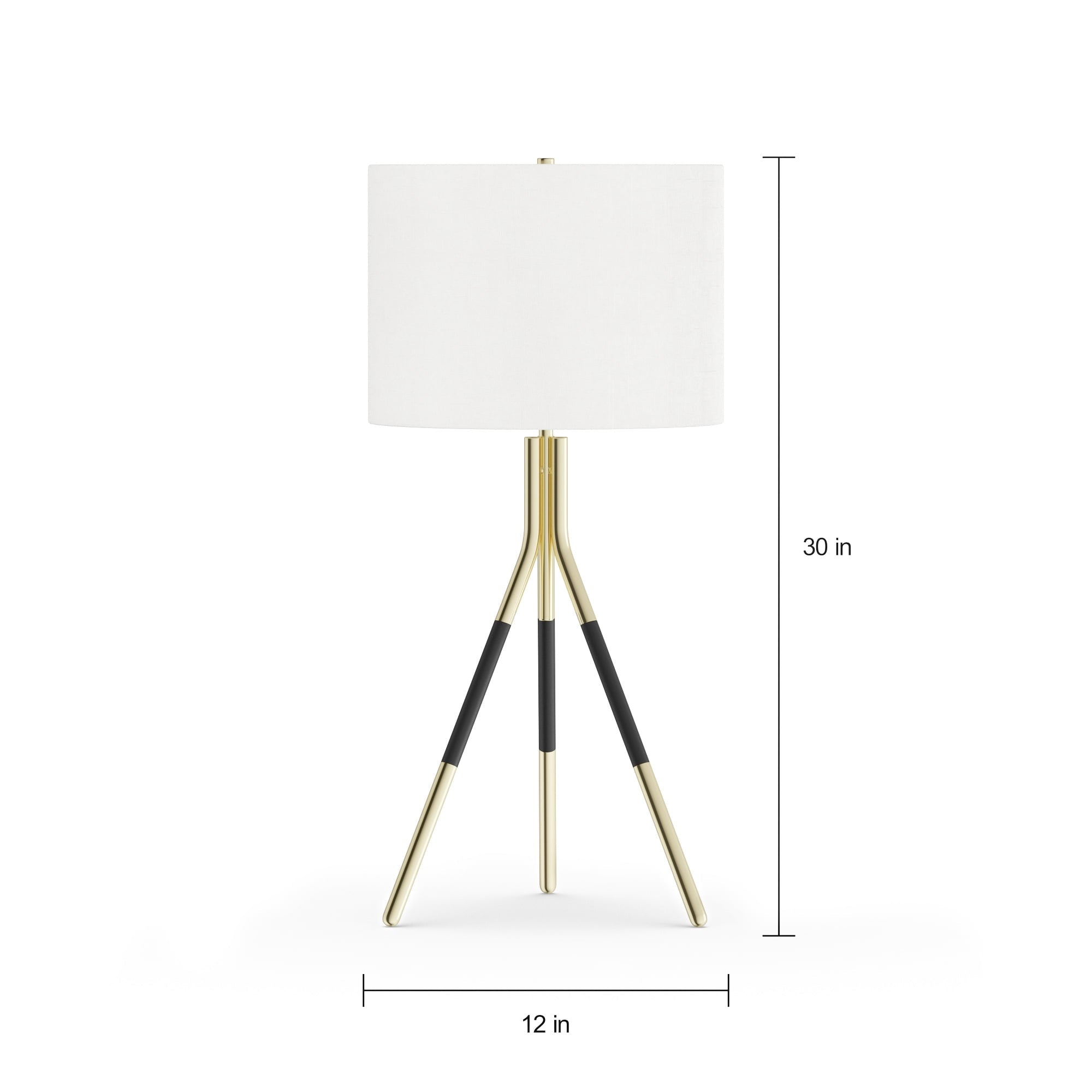 MoDRN Tripod Floor Lamp and Table Lamp Set, Black and Gold