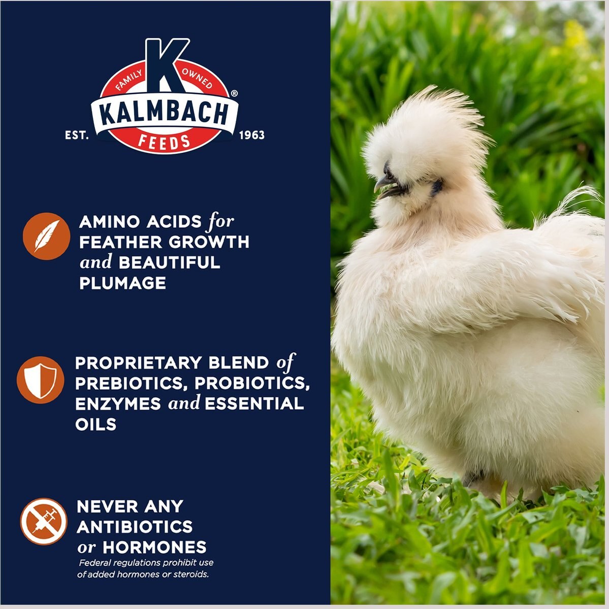 Kalmbach Feeds All Natural 20% Protein Full Plume Feathering Chicken Feed， 50-lb bag