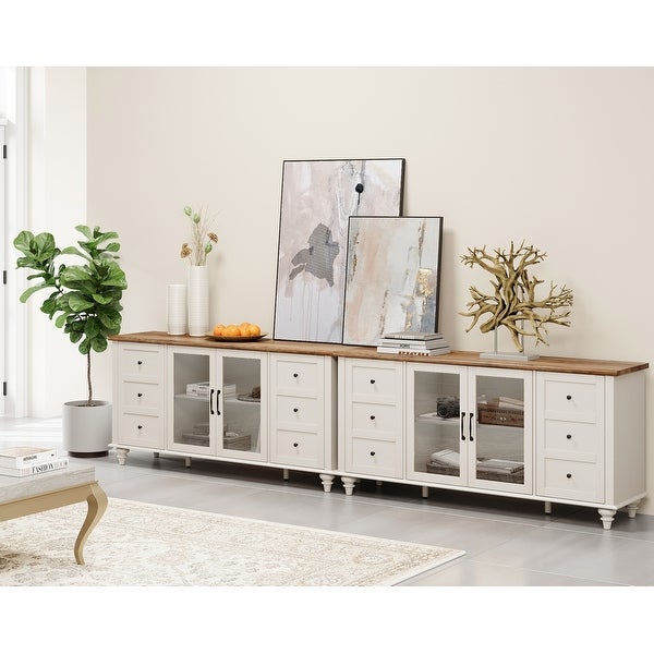 WAMPAT Farmhouse 2 in 1 TV Stand with Storage Cabinet for up to 110