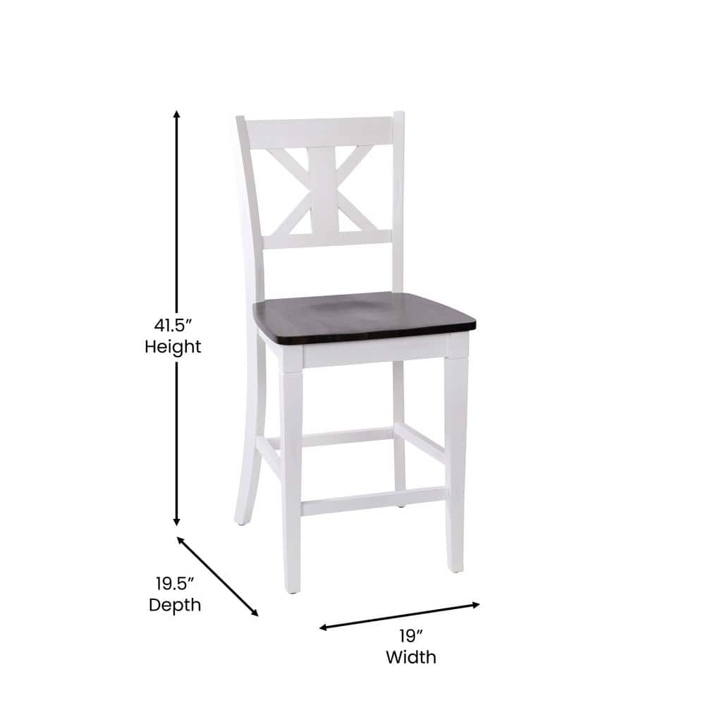 Carnegy Avenue 41.5 in. White Wash Full Wood Bar Stool with Wood Seat CGA-ES-520595-WH-HD