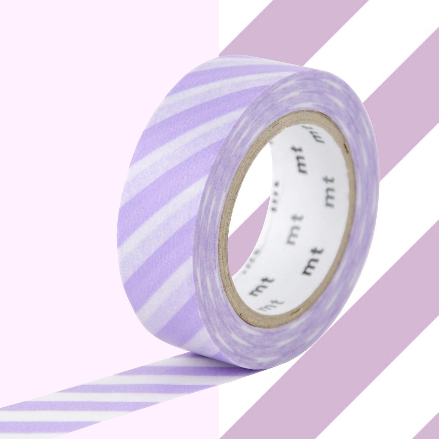 Masking tape with stripes - Lilac - 1，5 cm x 7 m