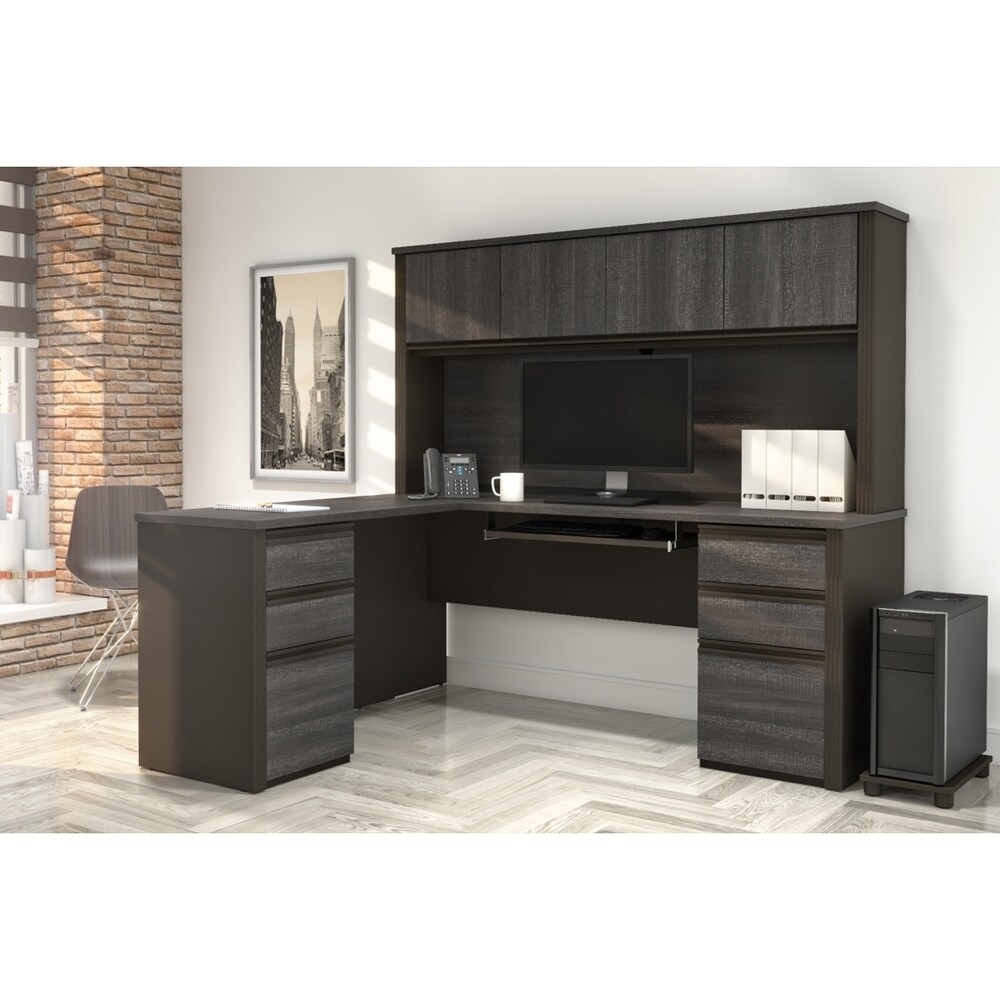 Bestar Prestige Plus L shaped Desk with Hutch