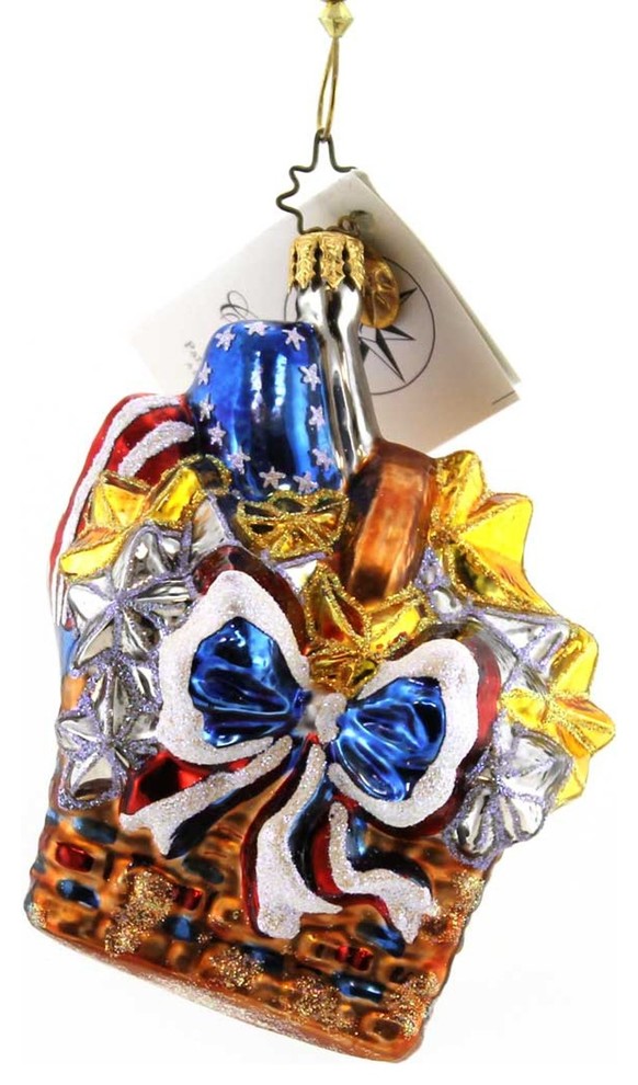 Christopher Radko PATRIOTIC BASKET GEM Glass Americana   Contemporary   Christmas Ornaments   by Story Book Kids Inc  Houzz