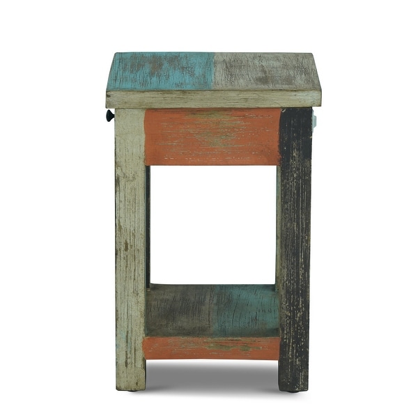 Meader Mango Wood Handmade Distressed Large Side Table by Christopher Knight Home