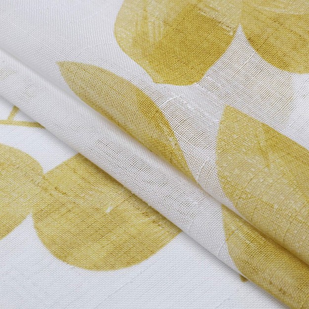 Trinity Leaf Printed Pattern Linen Textured Sheer Kitchen Curtains