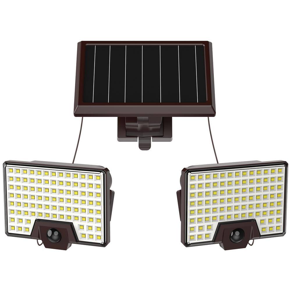 Pinegreen Lighting 2-Head 8-Watt Motion Activated 1000 Lumen LED Brown Solar Outdoor Area Light CL-SM1000L-2H