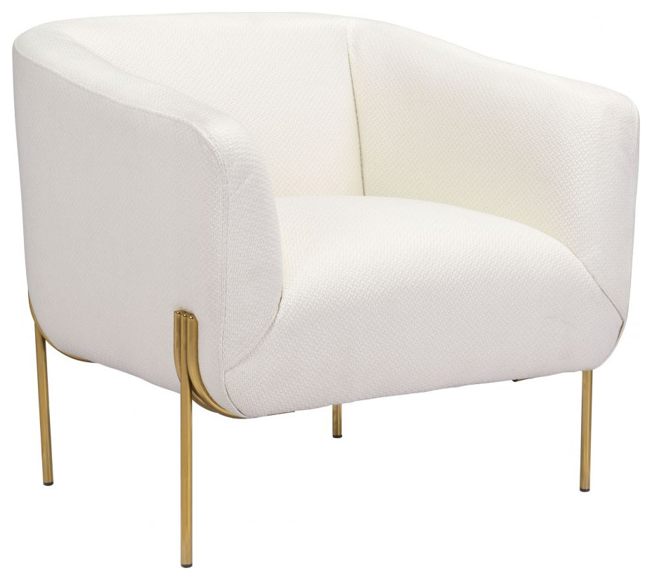 Micaela Arm Chair Ivory/Gold   Midcentury   Armchairs And Accent Chairs   by First of a Kind USA Inc  Houzz