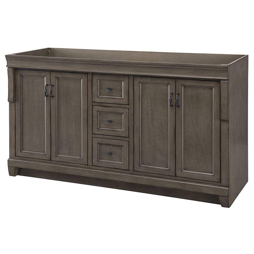 Home Decorators Collection Naples 60 in. W Bath Vanity Cabinet Only in Distressed Gray for Double Bowl NADGA6021D