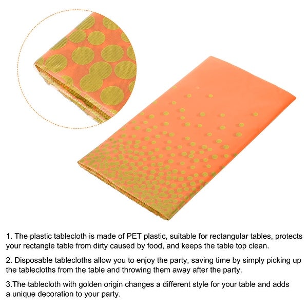 3Pcs Orange Disposable Plastic Tablecloth 54