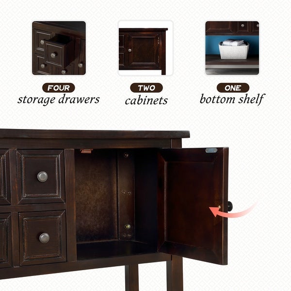 Series Buffet Sideboard Console Table With Bottom Shelf (Espresso)