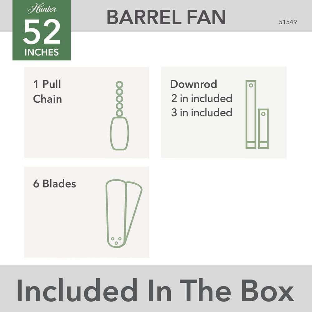 Hunter Barrel 52 in Indoor Matte Black Ceiling Fan