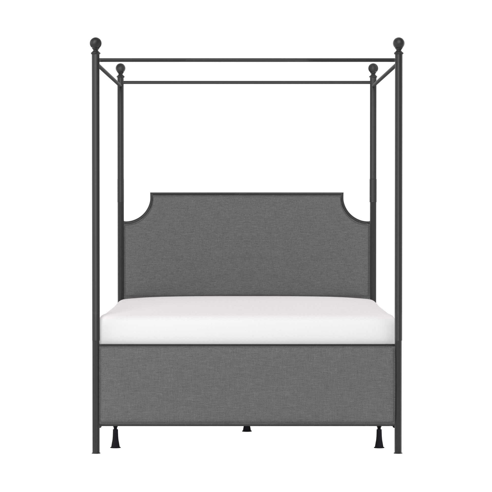 Hillsdale Furniture McArthur Metal Upholstered Canopy Queen Bed, Black Matte with Gray