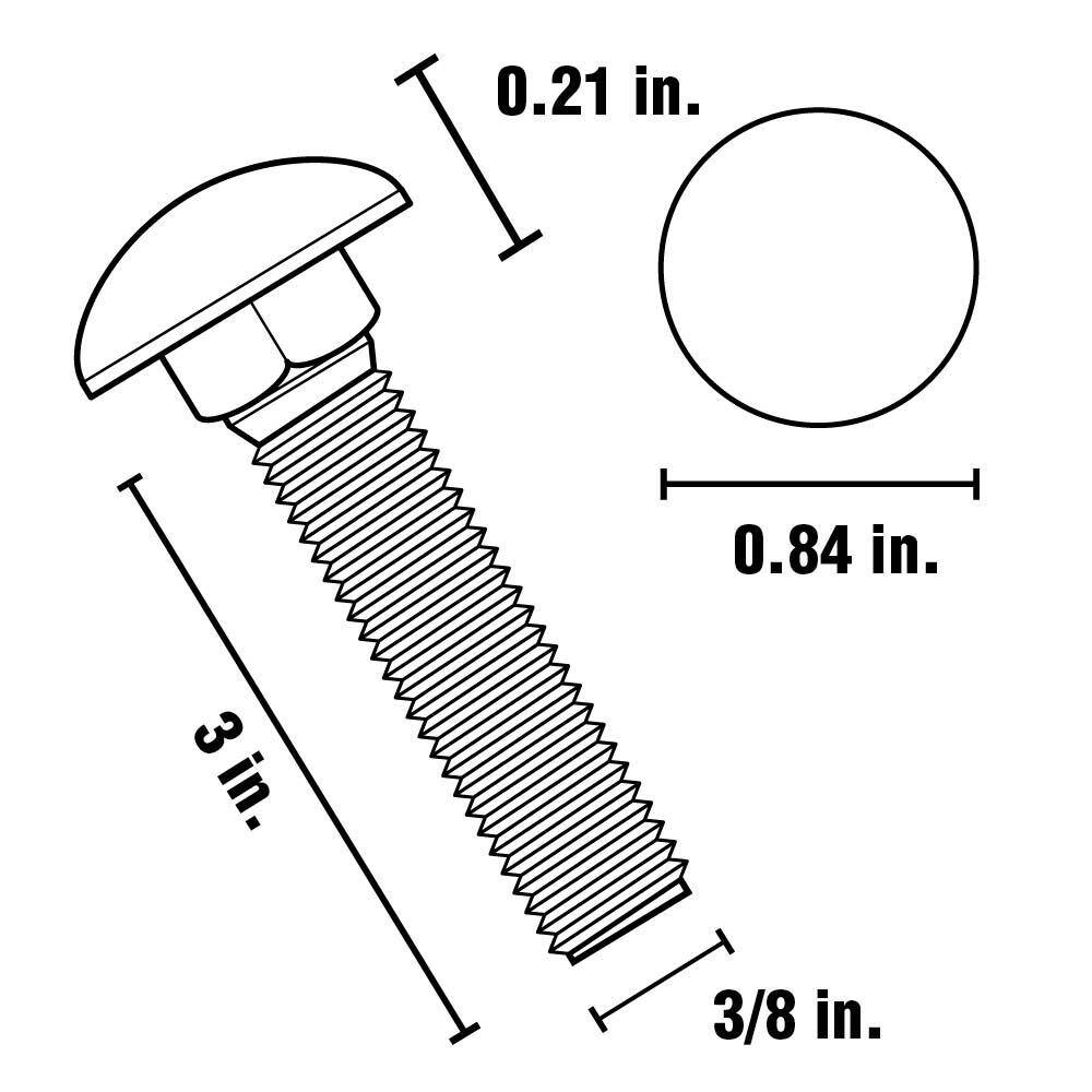 Everbilt 38 in.-16 x 3 in. Stainless Steel Carriage Bolt 811966