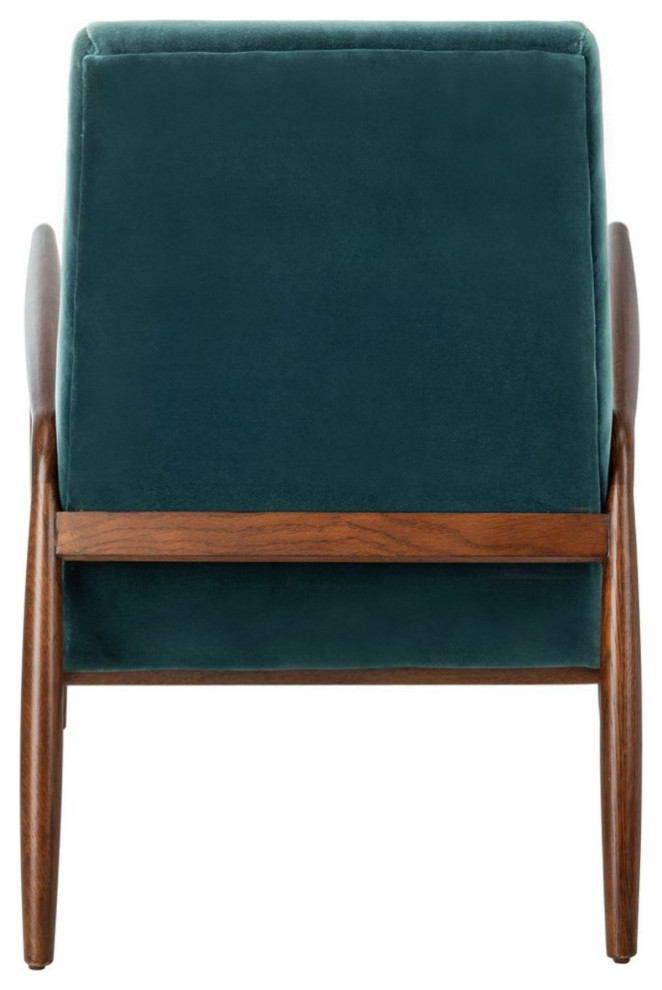 Sabello Channel Tufted Arm Chair Dark Teal / Dark Walnut   Midcentury   Armchairs And Accent Chairs   by Virgil Stanis Design  Houzz