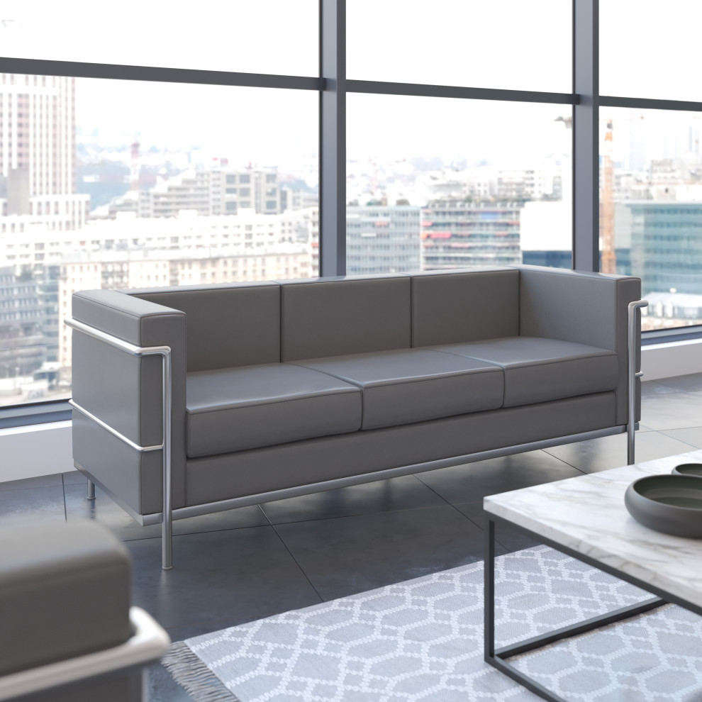 Hercules Regal Series Contemporary Gray LeatherSoft Sofa With Encasing Frame   Contemporary   Sofas   by Pot Racks Plus  Houzz