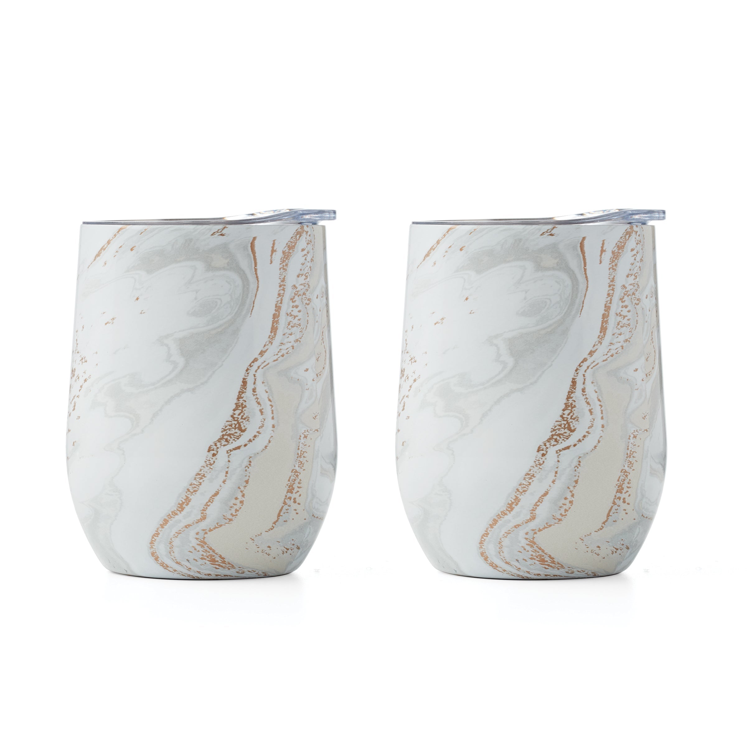 12 Oz White Geo Wine Tumblers, Set Of 2