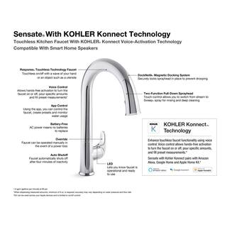 KOHLER Sensate Single-Handle Pull-Down Sprayer Kitchen Faucet with Konnect in Oil-Rubbed Bronze K-72218-WB-2BZ