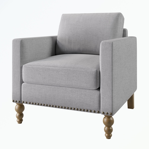 Linen Armchair Accent Chair with Wooden Legs