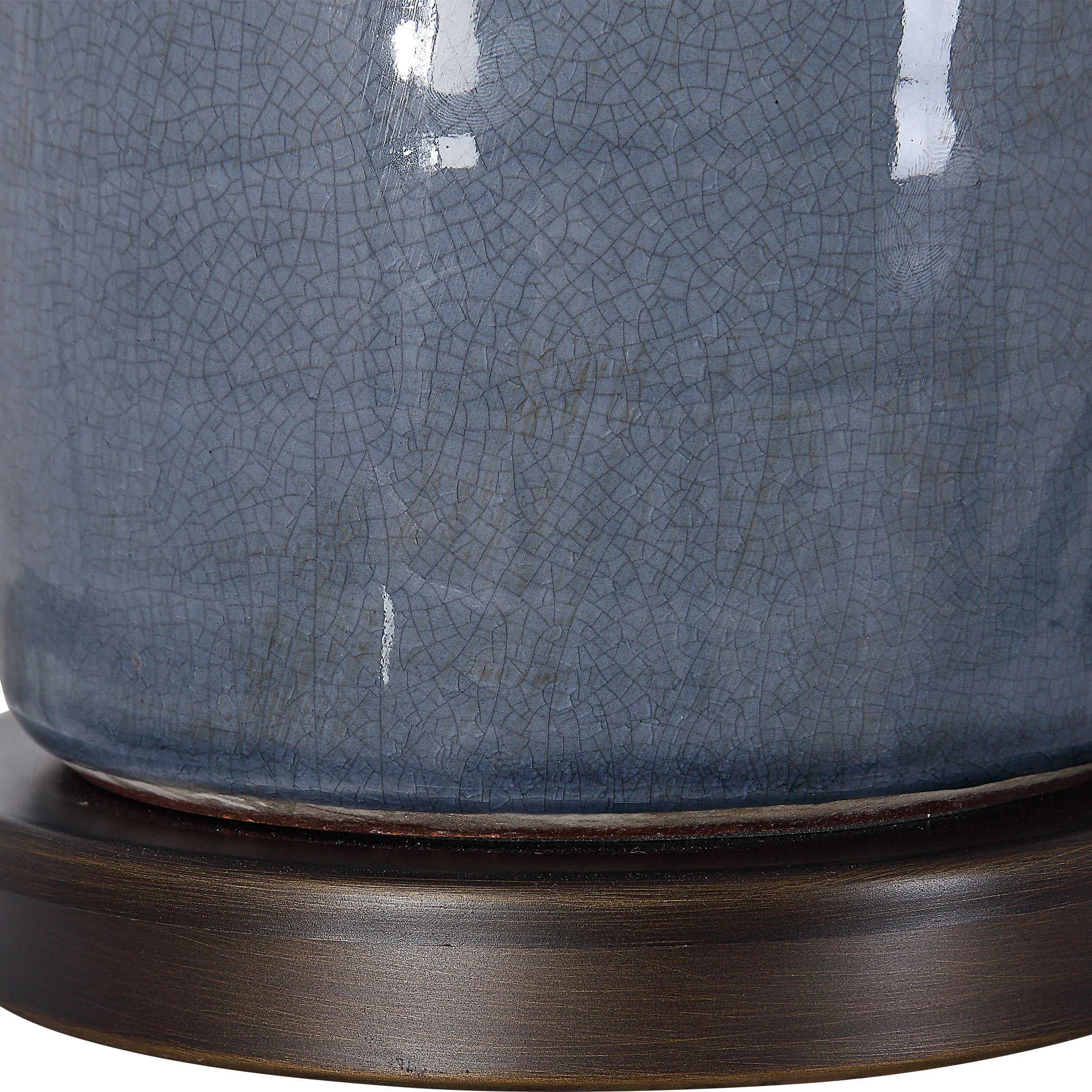 Blue Glazed Finish Table Lamp with Oil Rubbed Bronze Accents