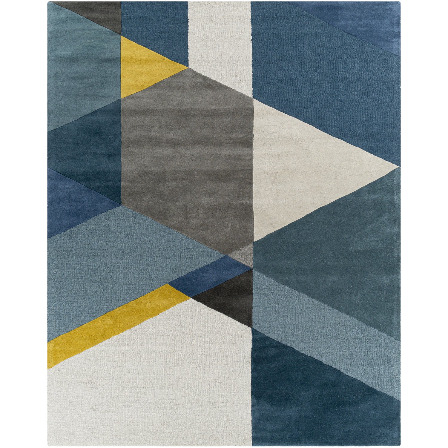 Brooklyn Hand Tufted Rug in Bright Yellow, Teal, Khaki, Taupe, Charcoal, Bright Blue