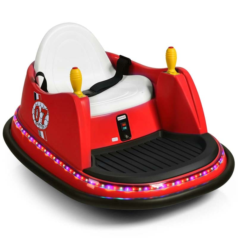 6V Kids Ride On Bumper Car 360-Degree Spin Race Toy with Dual Joysticks, Flashing LED Light, Remote Control